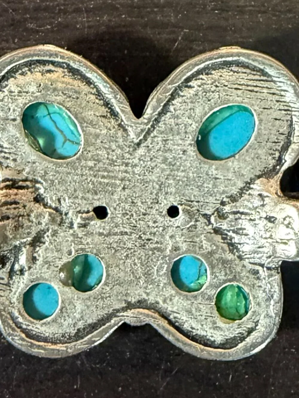 Silver Tone Western Aesthetic Butterfly Turquoise Stone Bracelet
